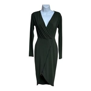 Rachel Roy Olive Green Long Sleeve Wrap Dress‎ Cocktail Party XS NWOT
